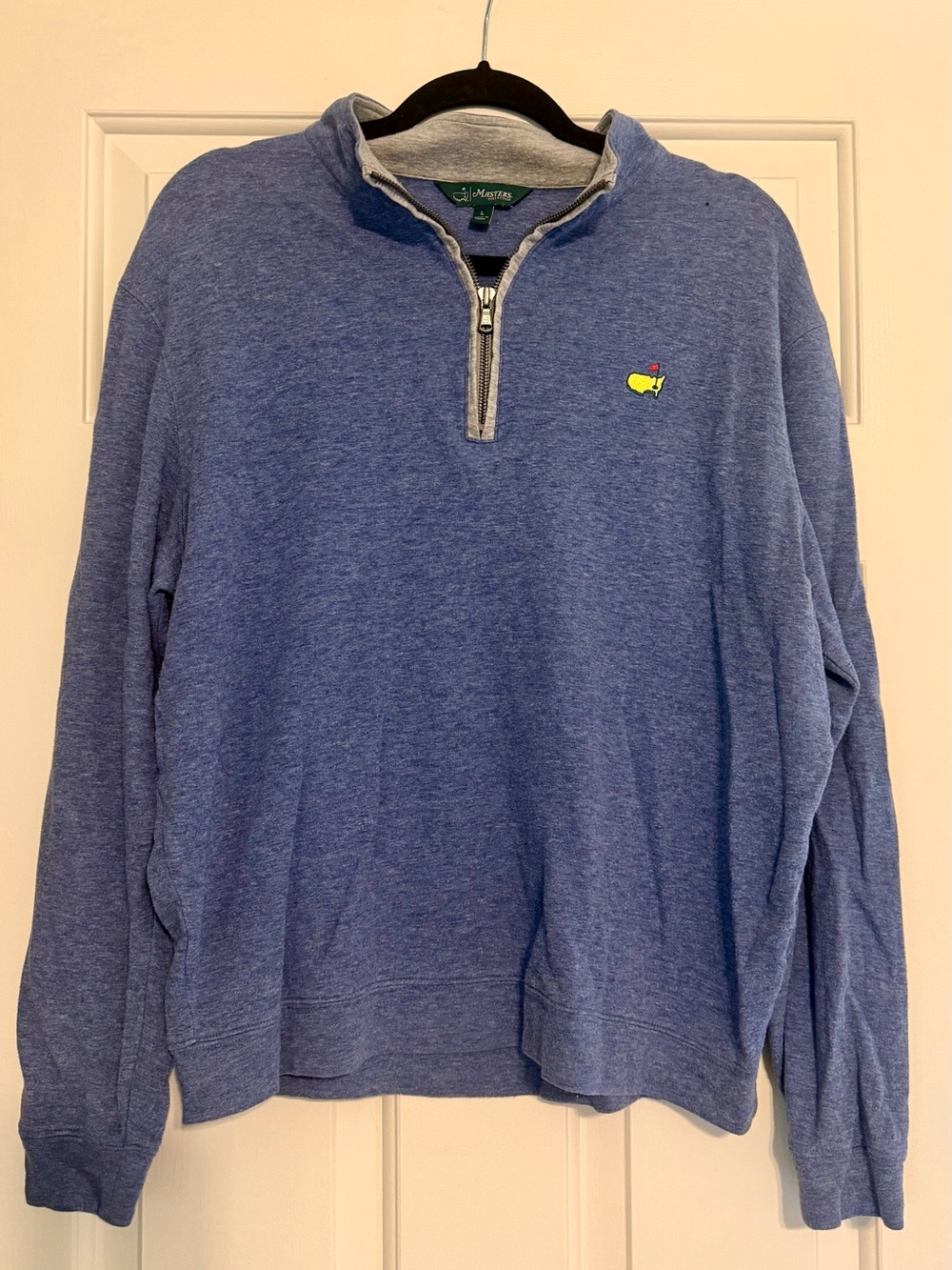 Masters Men's Heather Blue Quarter-Zip Sweater with Yellow Embroidered Logo